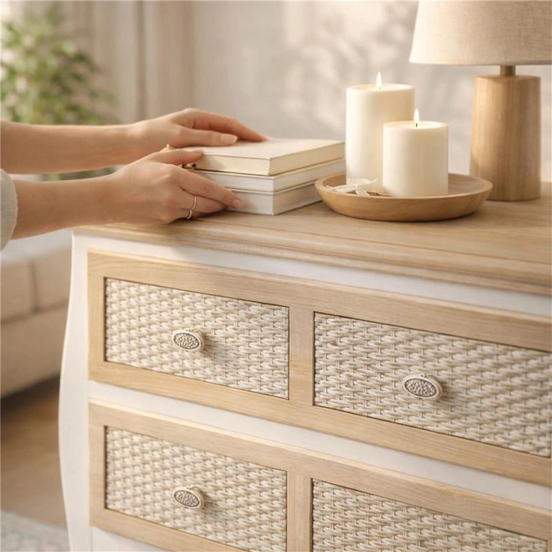 CHARM MOBILETTO CON 4 CASSETTI 77X40X78H CM COLORE BIANCO E CREMA