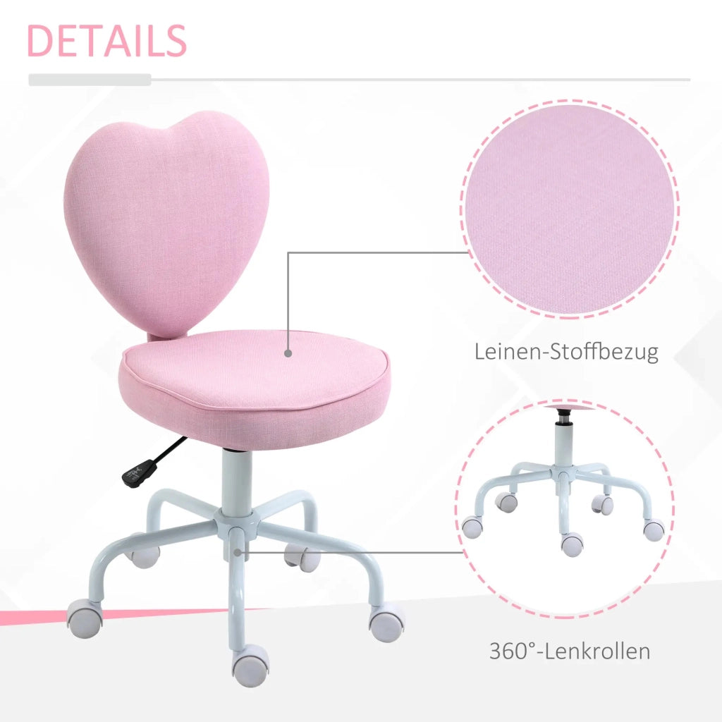 SEDIA Girevole a Cuore Altezza Regolabile 40x50x89 cm Rosa