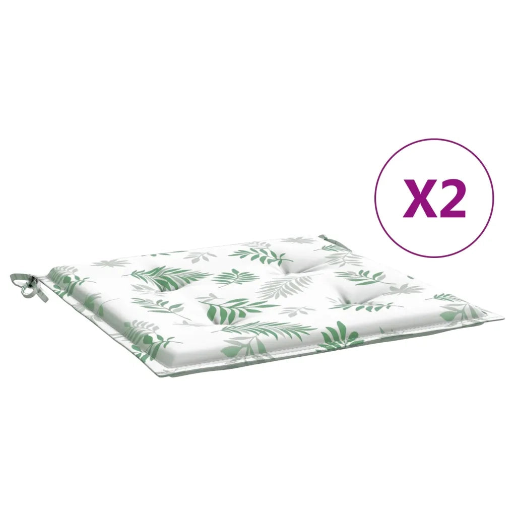vidaXL Cuscini per Sedia 2 pz Motivo a Foglie 40x40x3 cm Tessuto
