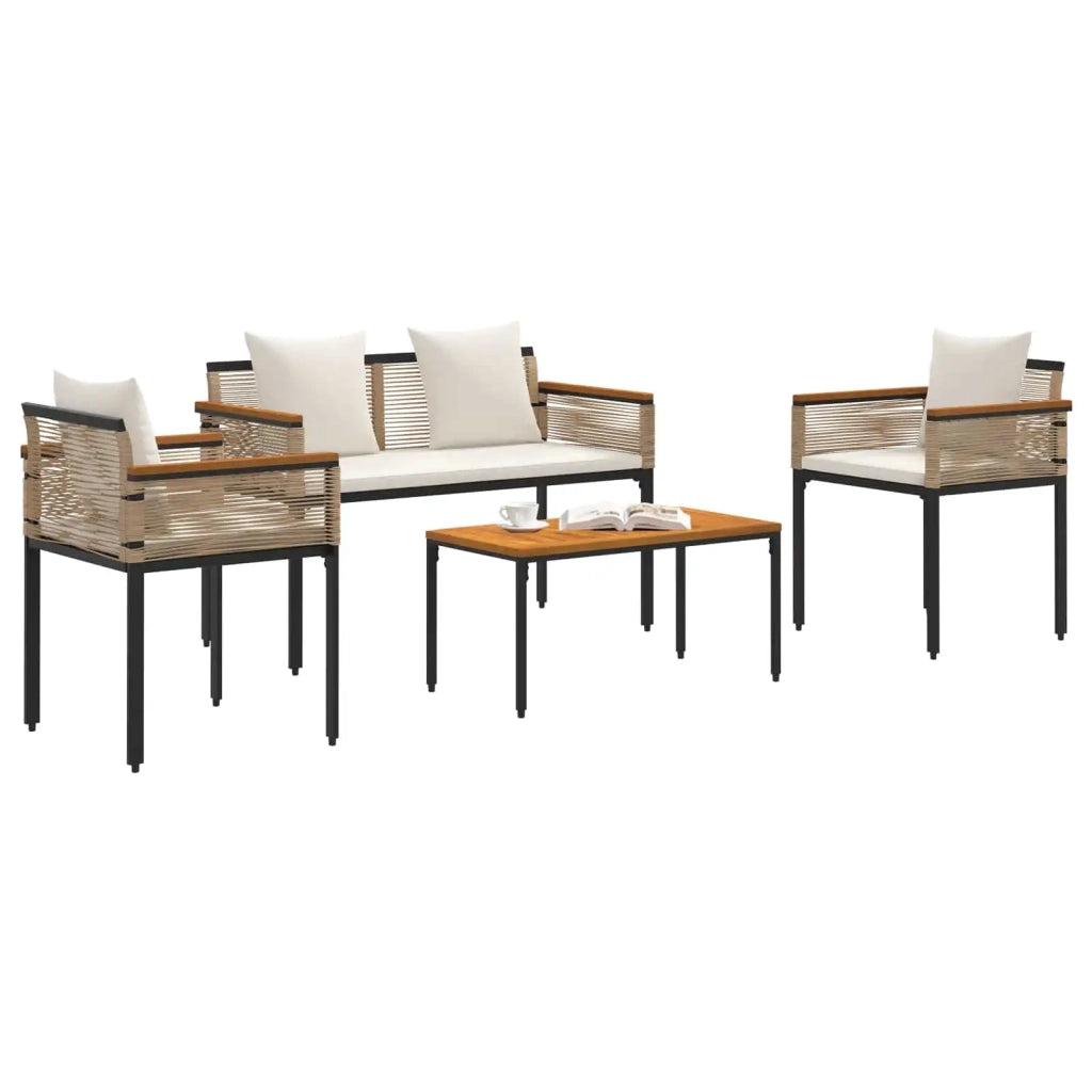 Set di Mobili da Esterno Beige e Bianco Crema polyrattan 42025228