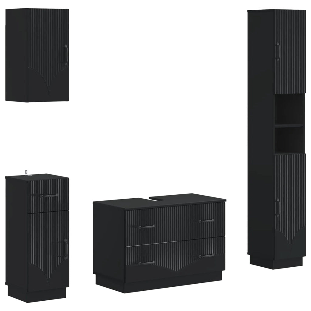 Set di Mobili da Bagno da 4 Pezzi HOORN Nero 3417955