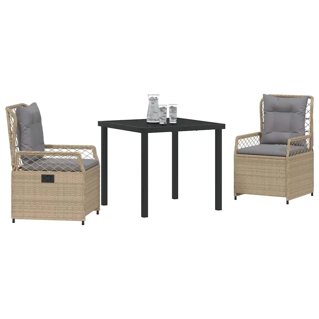 Set da Pranzo per Giardino 3 pcs Beige e Grigio Chiaro