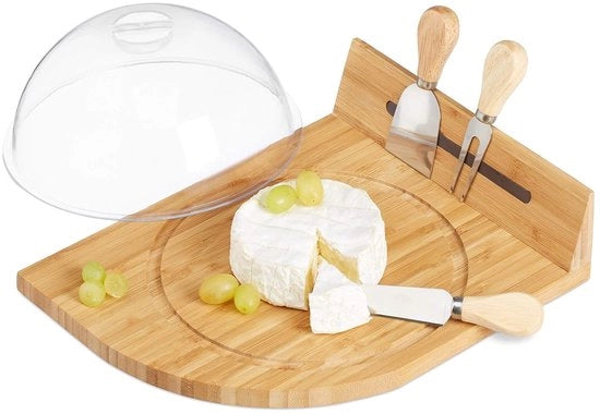 Scatola per il cibo con forchetta per formaggio e stampino per formaggio - pratica e naturale - 1 pezzo - bambù