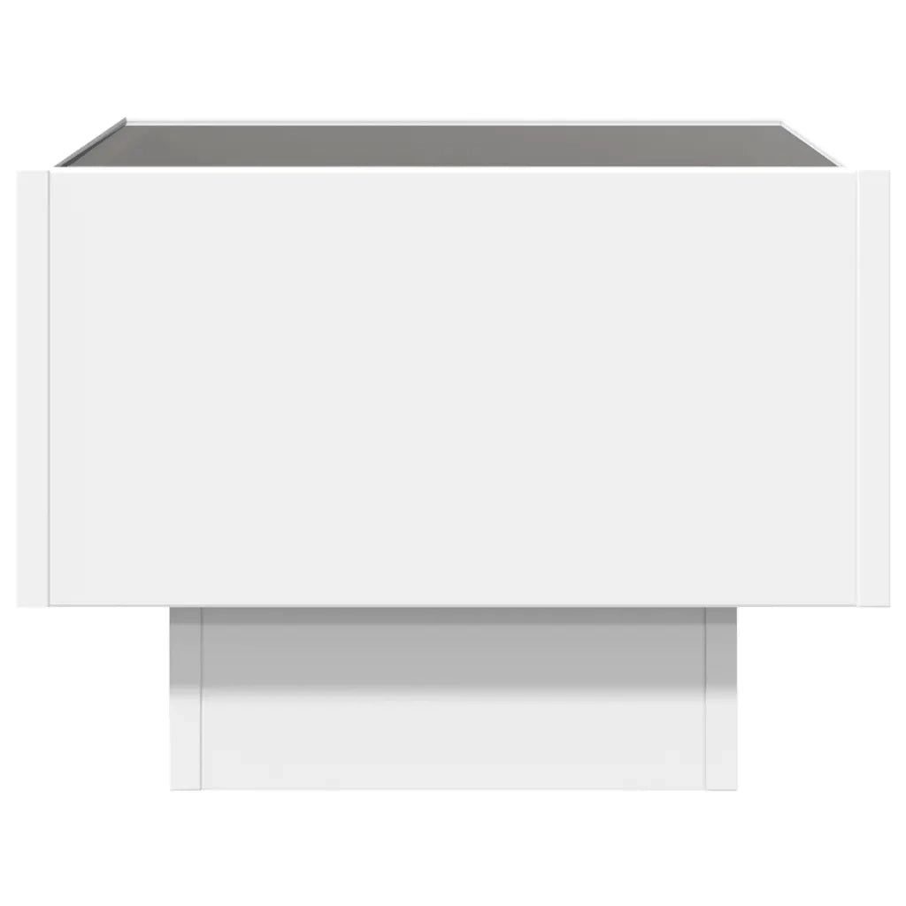 Comodino | Armadio da Notte | Mobiletto da notte con LED Infinity Bianco 40x40x30 cm