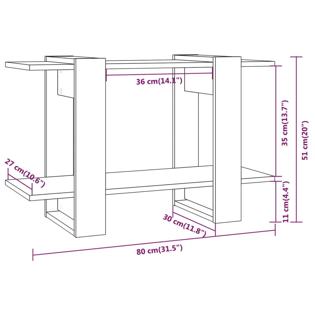 Libreria/Divisorio Nero 80x30x51 cm 811593