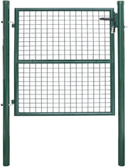 Porta di giardino porta in acciaio inossidabile con verniciatura a specchio, porta di giardino porta 100 × 100 cm, porta di fattoria in acciaio galvanizzato con chiusura, maniglia e chiave, verde