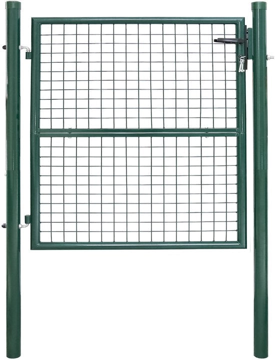 Porta di giardino porta in acciaio inossidabile con verniciatura a specchio, porta di giardino porta 100 × 100 cm, porta di fattoria in acciaio galvanizzato con chiusura, maniglia e chiave, verde