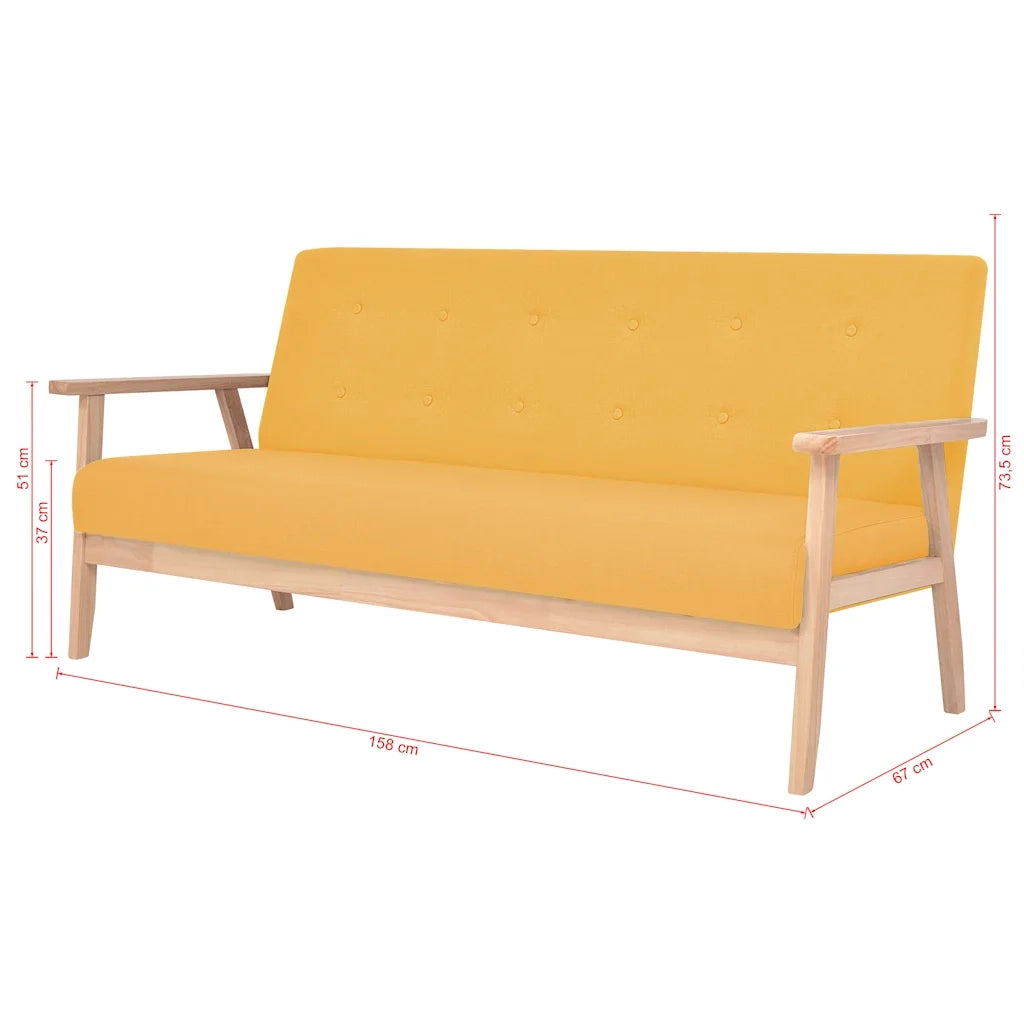 Divano | Divano da soggiorno | Sofa a 3 Posti in Tessuto Giallo
