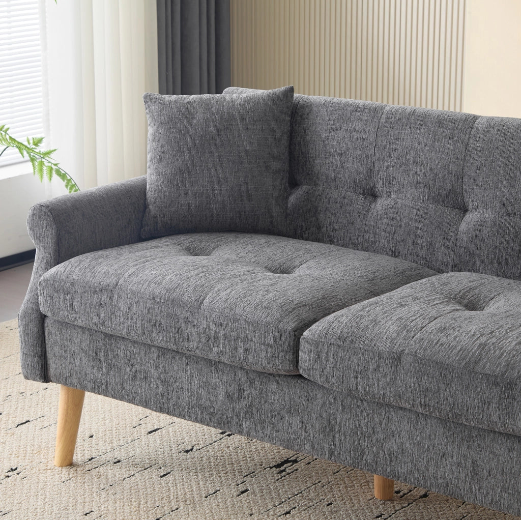 Divano a 2 posti in chenille grigio 162x74x77 cm con braccioli ergonomici