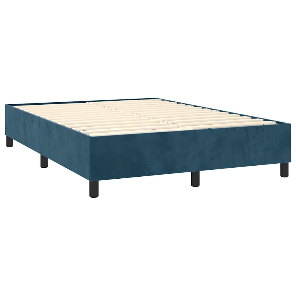 Giroletto a Molle con Materasso Blu Scuro 140x190 cm in Velluto 3143143