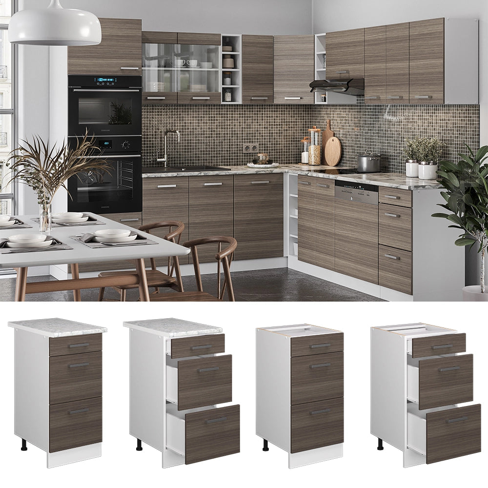 Vicco Mobiletto base per cucina Grigio 40 cm con cassetti, PL Antracite