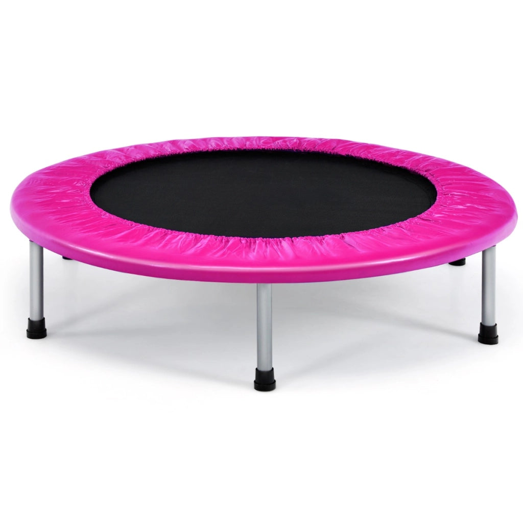 Trampolino pieghevole per bambini con carico massimo 150kg, Mini trampolino portatile per interno Rosa-Trampolini