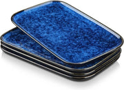 Servizio da 4 persone in ceramica, resistente a lavastoviglie e microonde, blu-verde, set da 12 pezzi.
