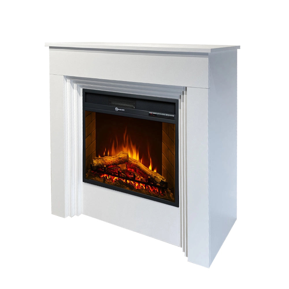 Camino Elettrico da Terra 96x35x96 cm Bellini in Legno Bianco