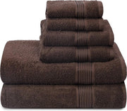 Set di 6 asciugamani in cotone morbidi, contiene 2 asciugamani per doccia 70x140 cm, 2 asciugamani per bagno 40x60 cm e 2 asciugamani per mano 30x30 cm, ideale per viaggi in palestra e uso quotidiano, compatto e