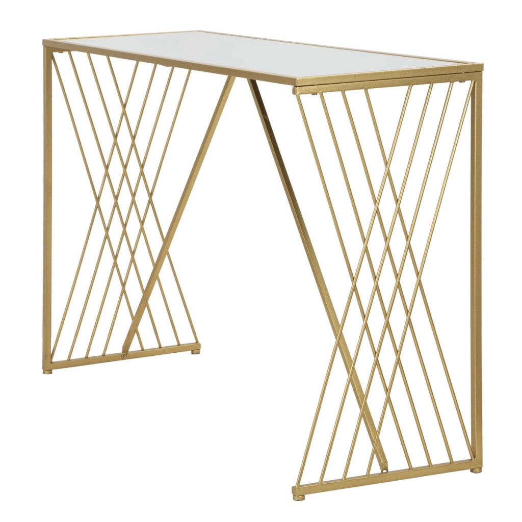Tavolo Consolle VKH624, Oro, Metallo, 120x40x80 cm