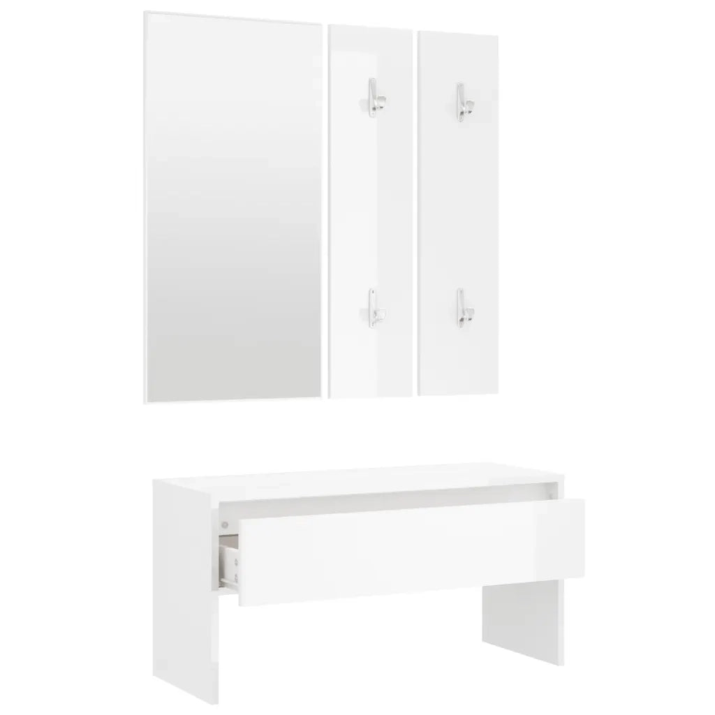 Set di Mobili da Corridoio Bianco Lucido in Legno Multistrato cod mxl 50477