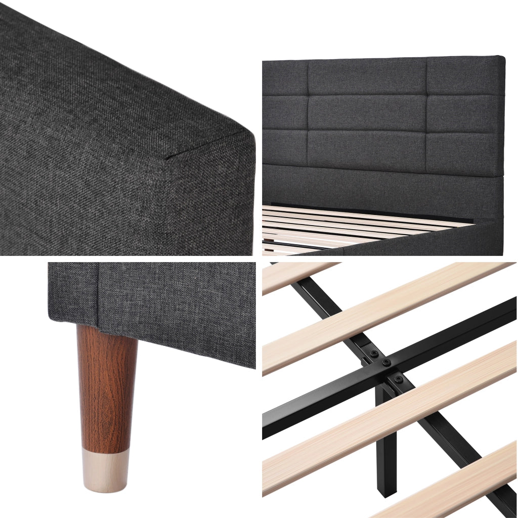 LETTO imbottito 140x200 cm Grigio con rete a doghe