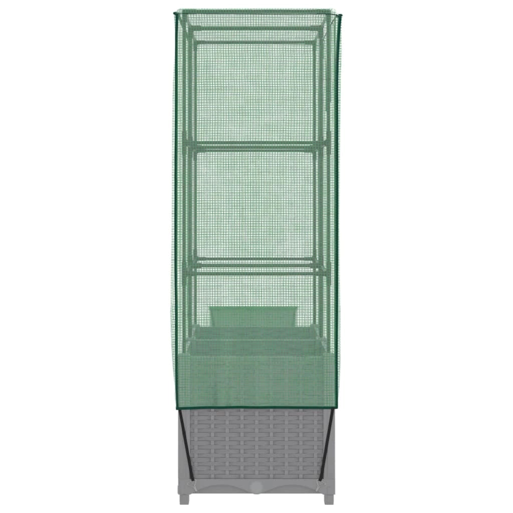 Aiuola rialzata/fioriera con copertura effetto rattan 80 x 40 x 138 cm grigio chiaro 02_0038788