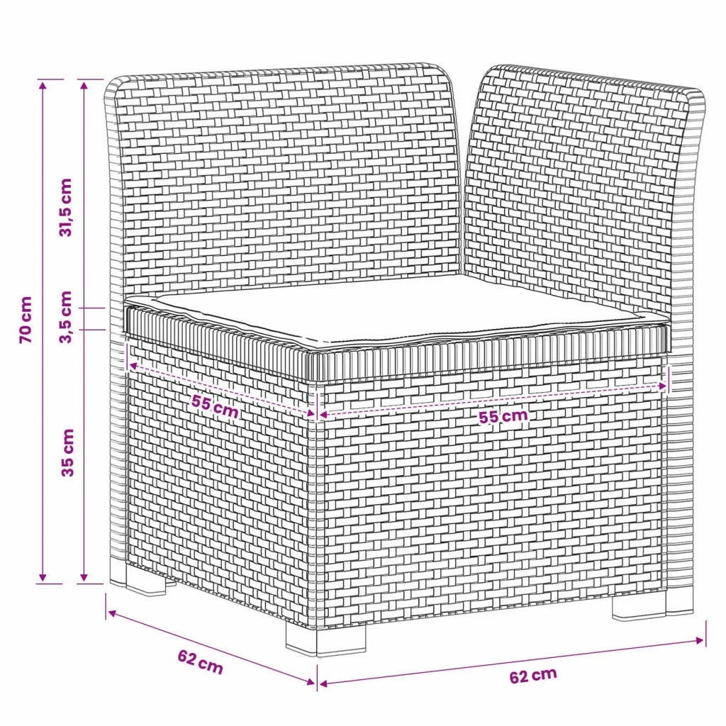 Divano da Giardino a 1 Posto con Cuscino Aspetto Rattan PP 8011828