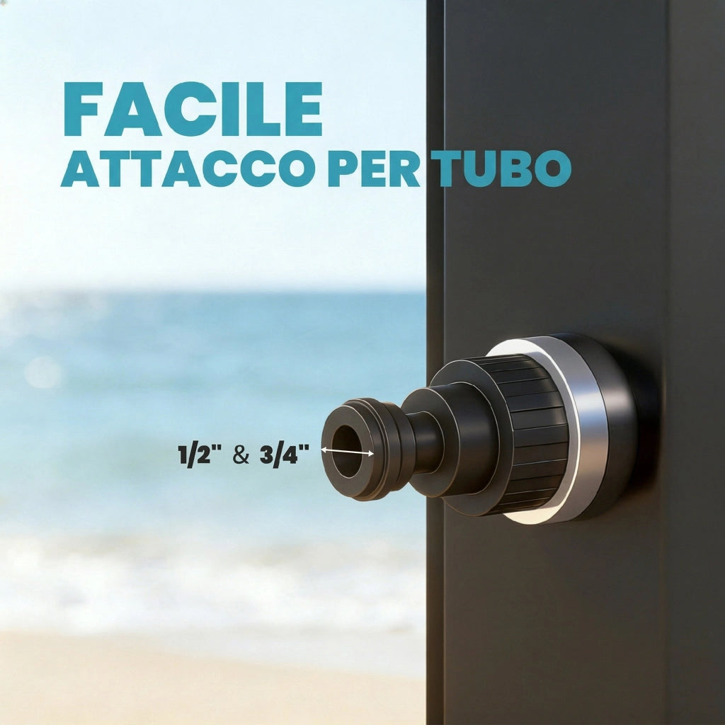Doccia Solare da Giardino 60L ¨C Xylo ¨C 2 Soffioni Riscaldata Esterno
