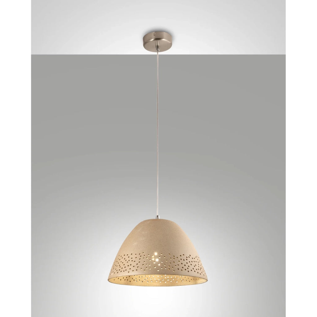 Lampadario Casale Sospensione Kaki Metallo Ceramica 1 Luce Altezza Regolabile