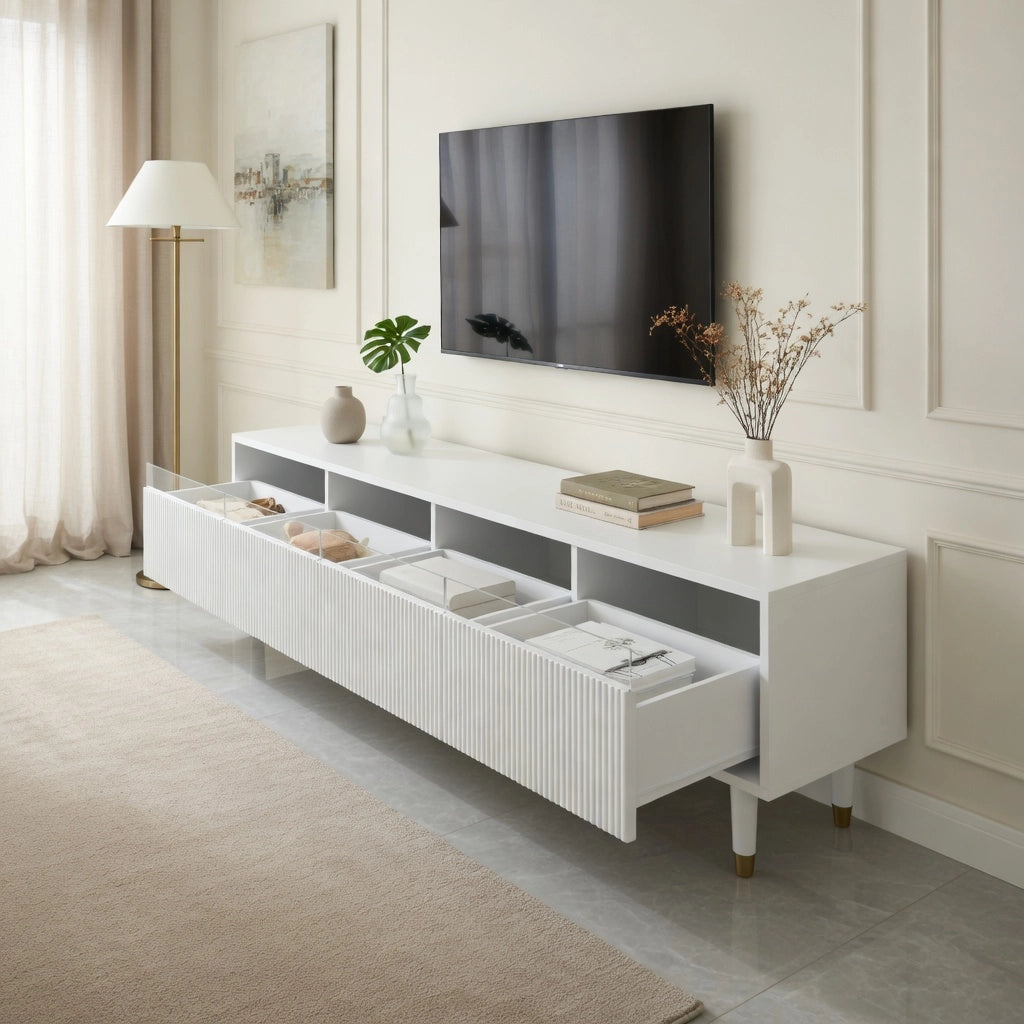 Cassettiera per TV bianca 178 cm in MDF