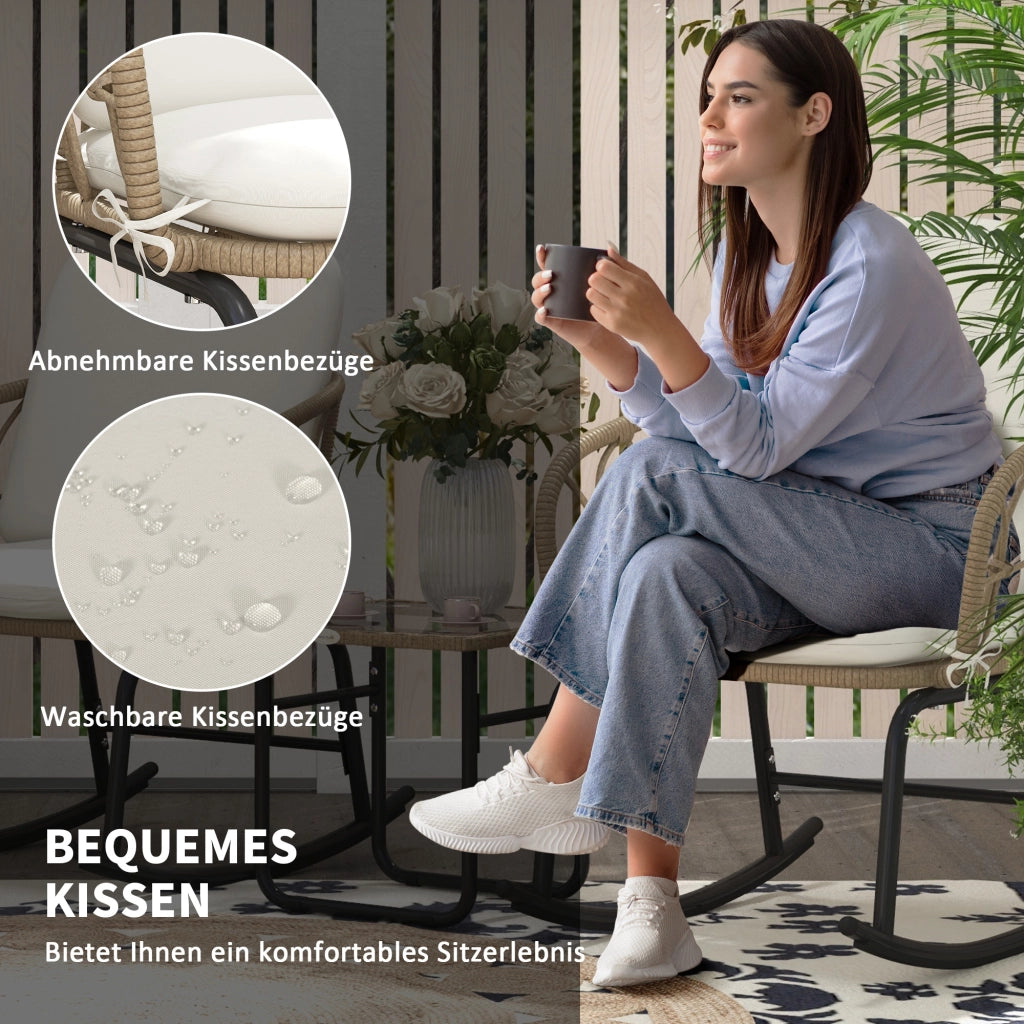 Altalena da bistrot: stile bohémien; rattan PE; resistente all'acqua; crema