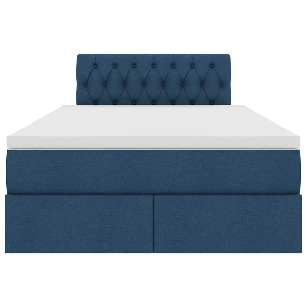 Letto con contenitore e materasso con testiera Blu 120 x 200 cm
