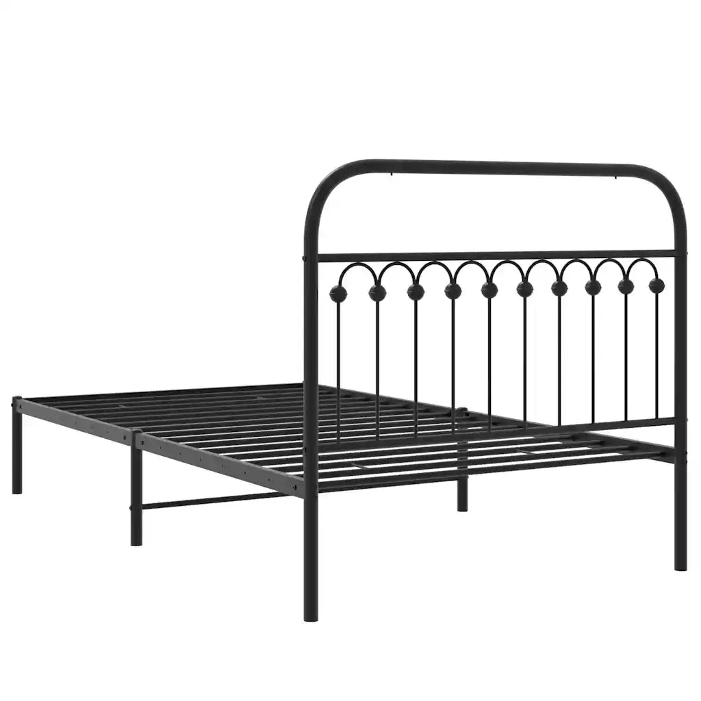 Giroletto con Testiera in Metallo Nero 107x203 cm 376596