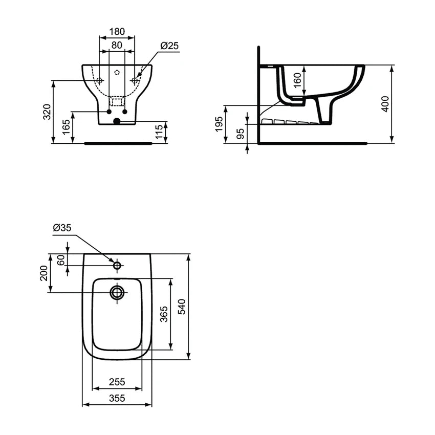 BIDET SOSPESO IDEAL STANDARD I.LIFE A MONOFORO BIANCO
