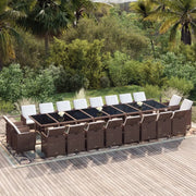 Set da Pranzo per Giardino 21pz con Cuscini Polyrattan Marrone 3095675
