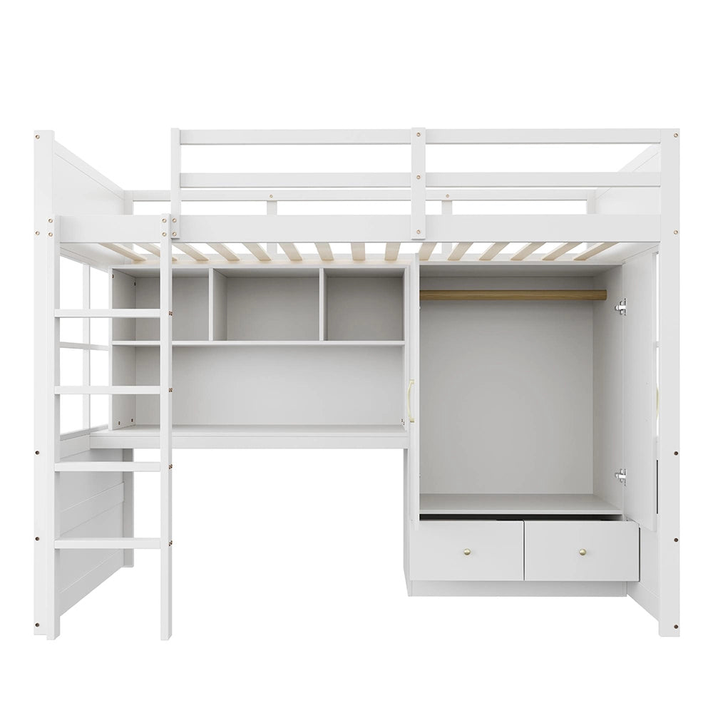 Letto a soppalco - Xylo - 90x200 cm bianco con scrivania