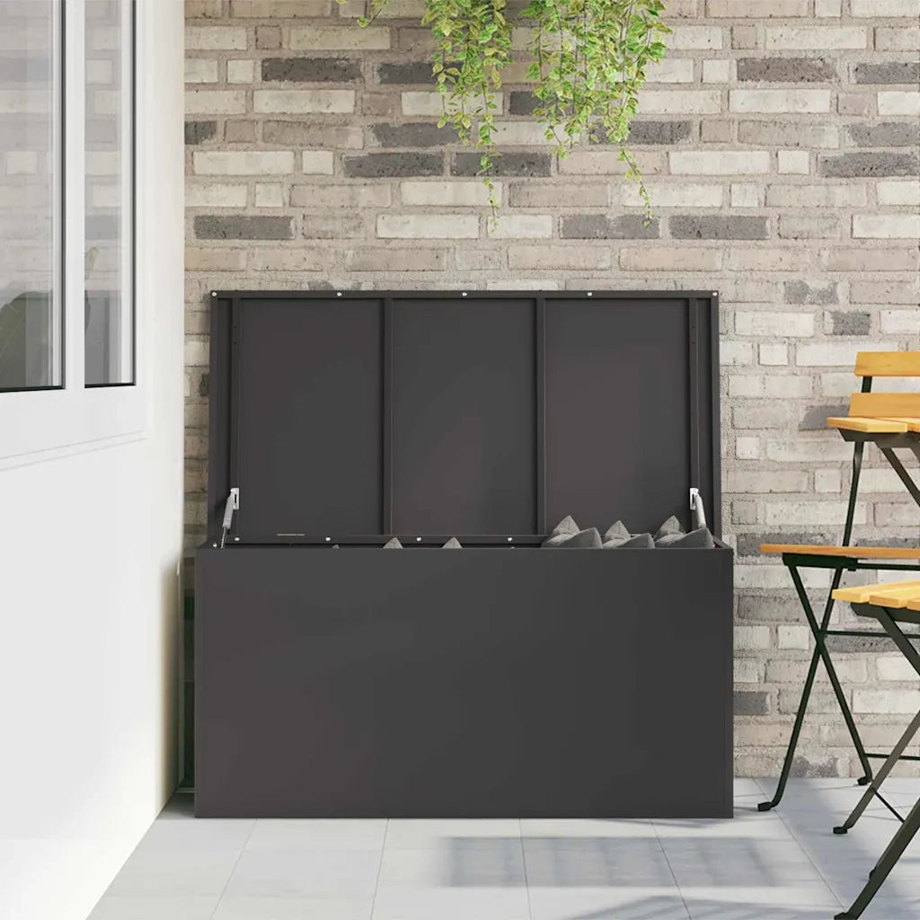Scatola di Stoccaggio Esterno Nero 100 x 50,5 x 50 cm Acciaio 874560