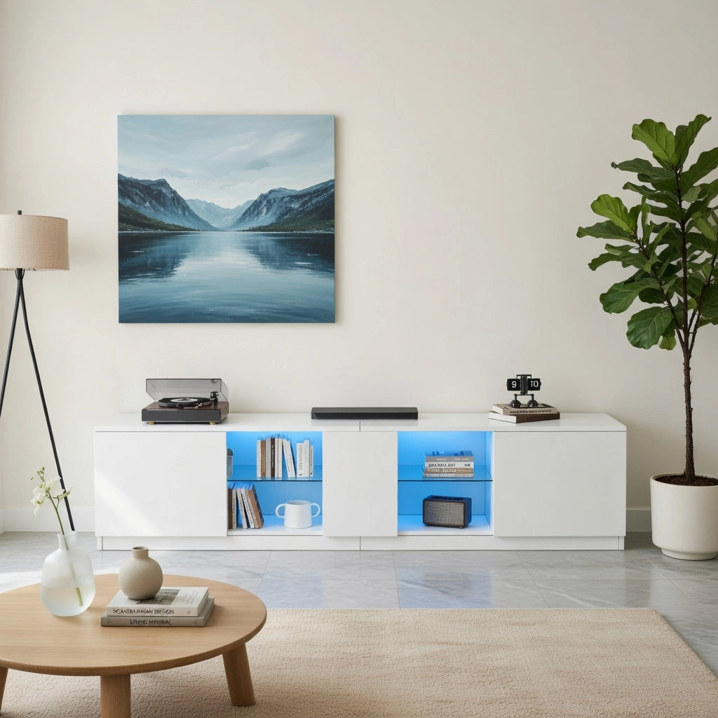 Cassettiera TV bianca in MDF; 160 cm