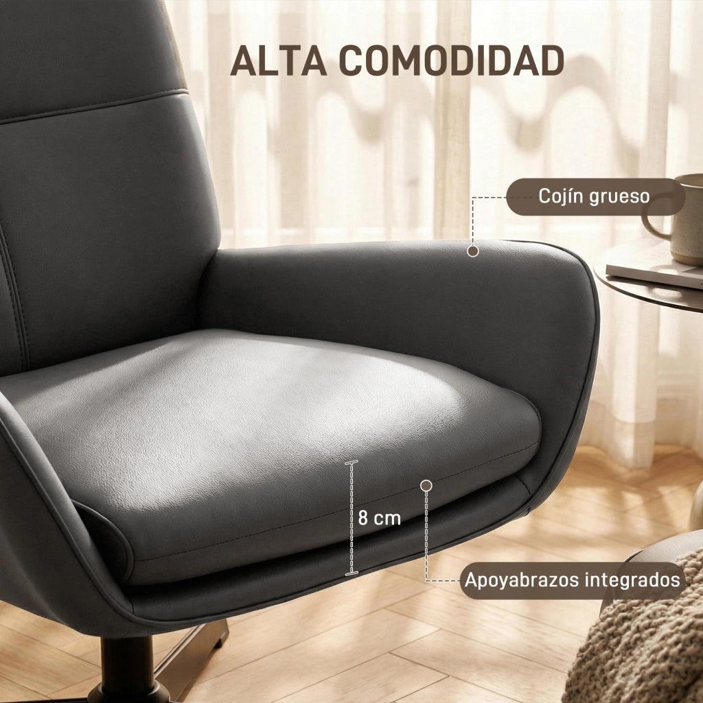 Poltrona in similpelle con braccioli e gambe in metallo ¨C Minimal ¨C Grigio