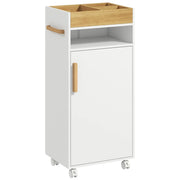 Armadietto Bagno con Ripiani Regolabili e Ruote ¨C Minimal ¨C Bianco Rovere 40x30x88