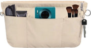 Organizzatore Tas Multifunzione in Nylon, Tas Organizer Multifunzione, Organizzatore Interno per Borse con Chiusura e Porta Chiavi, Beige (S)