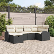 Set Divano da Giardino con cuscino 6 pcs Nero Poly Rattan 3360408