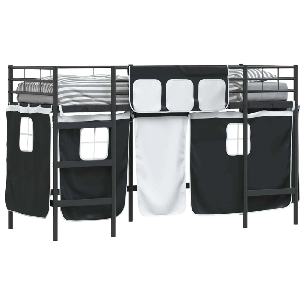 Struttura del Letto Loft per Bambini con Tendine-Giroletto per bambini Nero 779361