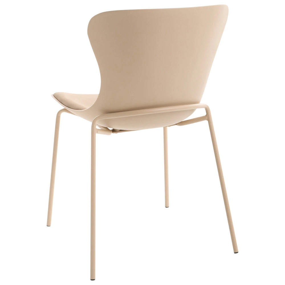 Set di 2 sedie da pranzo con seduta in materiale sintetico beige e struttura in metallo cuscino in stile minimalista scandinavo