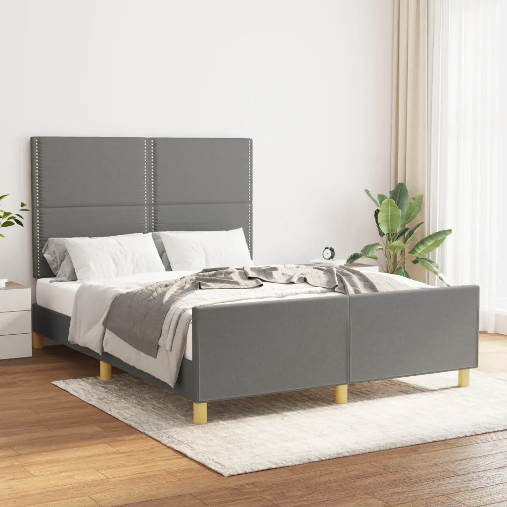 Letto matrimoniale | Letto per adulti | Giroletto senza Materasso Grigio Scuro 140x190 cm Tessuto
