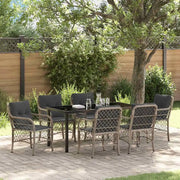 Set da Pranzo per Giardino 7 pcs Grigio chiaro polyrattan