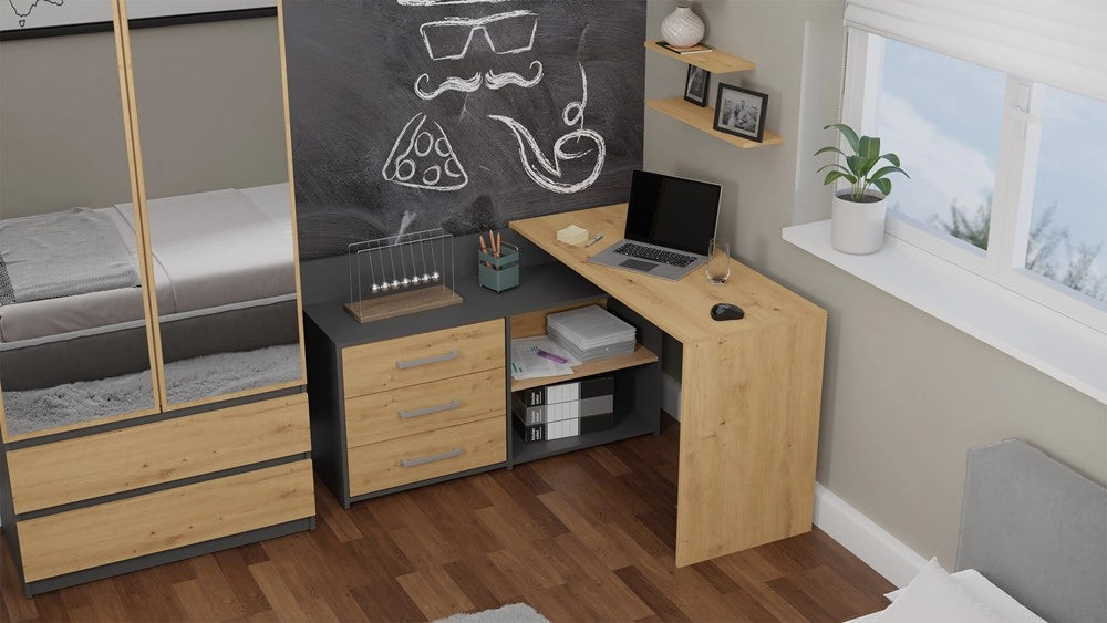 Scrivania DANY antracite rovere artisan per ufficio e studio