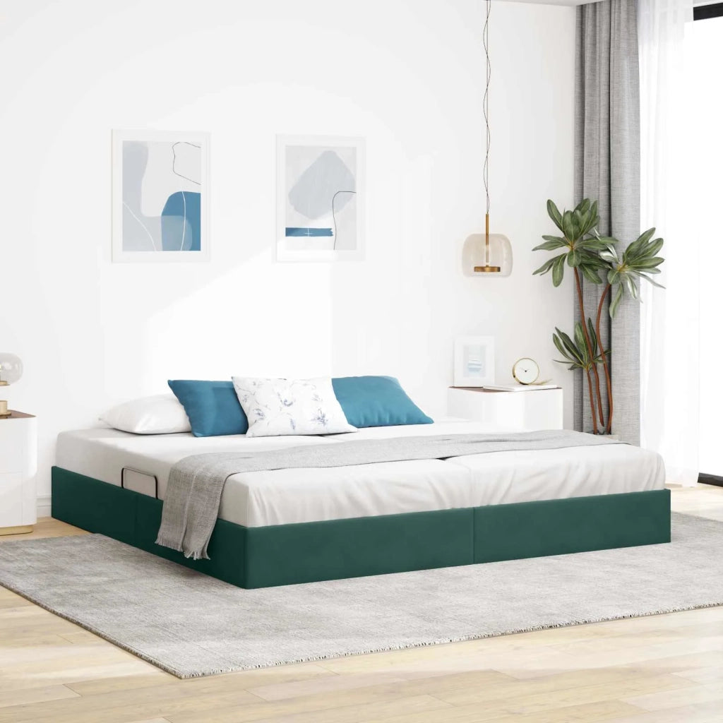 Letto ottomano Verde Scuro 200 x 200 cm Velluto 3442907