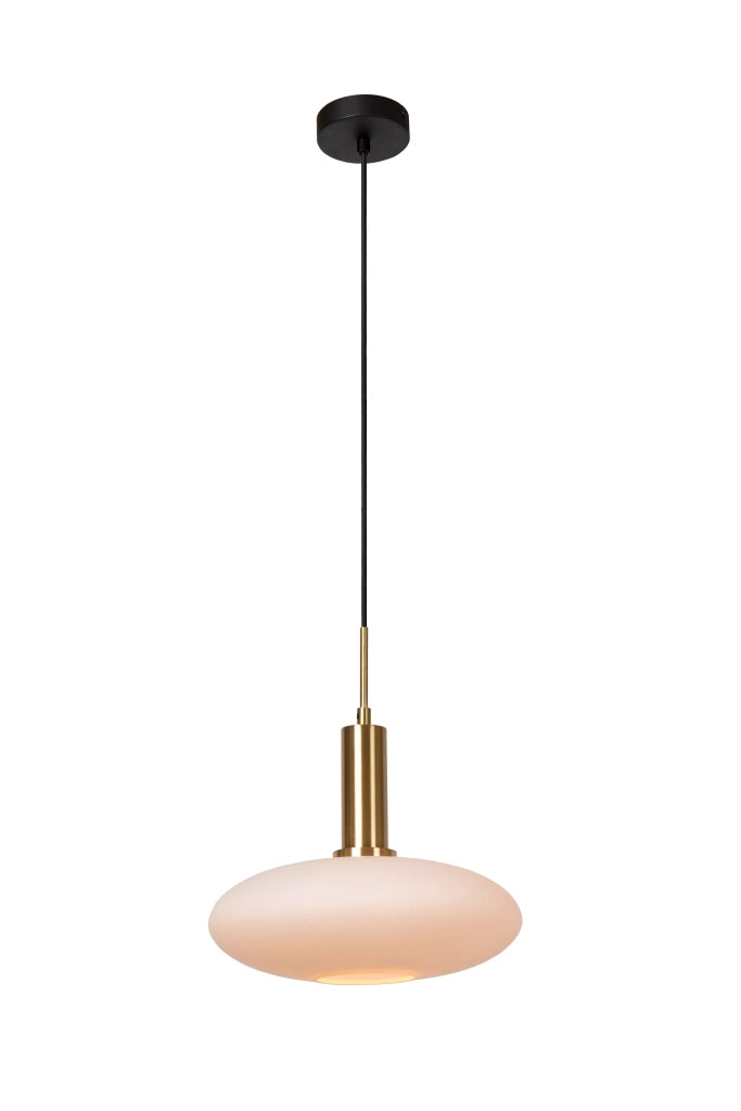 Lampada a sospensione Singala vetro bianco ottone E27