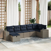 Set Divani da Giardino 7 pz con Cuscini Grigio in Polyrattan 3325707