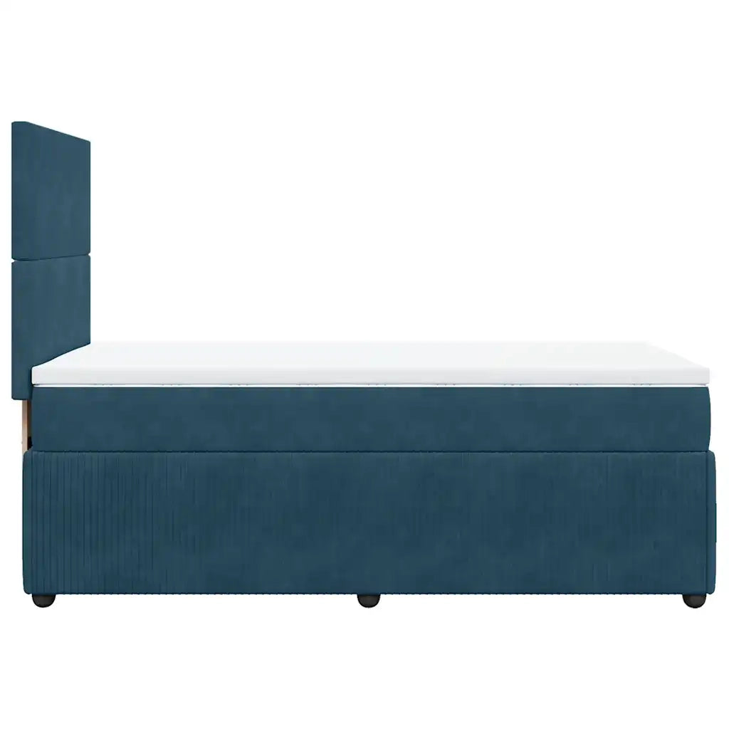 Giroletto a Molle con Materasso Blu Scuro 80x200 cm in Velluto