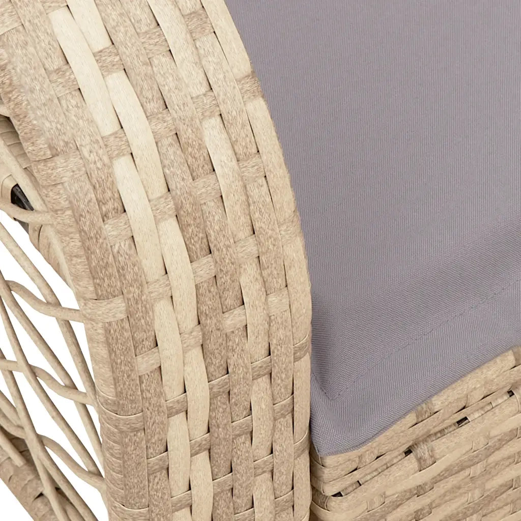 Sedia a Dondolo da Giardino con Cuscini in Polyrattan Beige 4104196