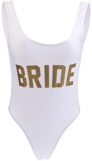 Costume da bagno per donne alta cucitura - abbigliamento da sposa - corpetto charme con lettere dorate stampate - costume da mare elegante - buona elasticità - costume da bagno